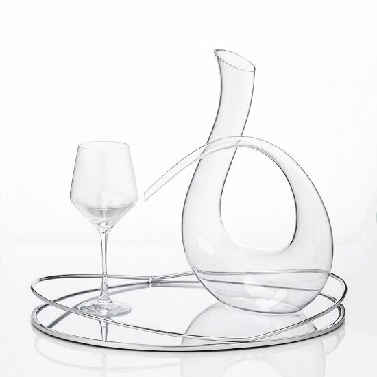 Minimal σετ κουμπάρου ασημί με καράφα Pegasus & δίσκο καθρέπτη