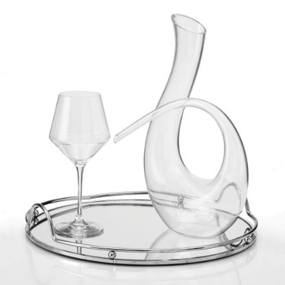 Minimal σετ κουμπάρου με κρυστάλλινη καράφα Pegasus & δίσκο Inox