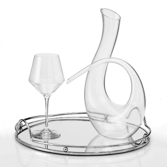 Minimal σετ κουμπάρου με κρυστάλλινη καράφα Pegasus & δίσκο Inox