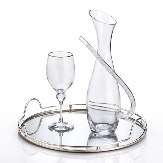 Πολυτελές σετ γάμου σε ασημί με λεπτομέρειες κρυστάλλων & δίσκο Inox