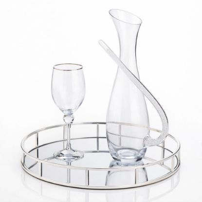 Πολυτελές σετ γάμου σε ασημί με λεπτομέρειες κρυστάλλων & δίσκο Inox