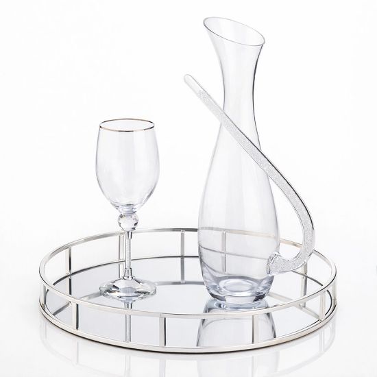 Πολυτελές σετ γάμου σε ασημί με λεπτομέρειες κρυστάλλων & δίσκο Inox