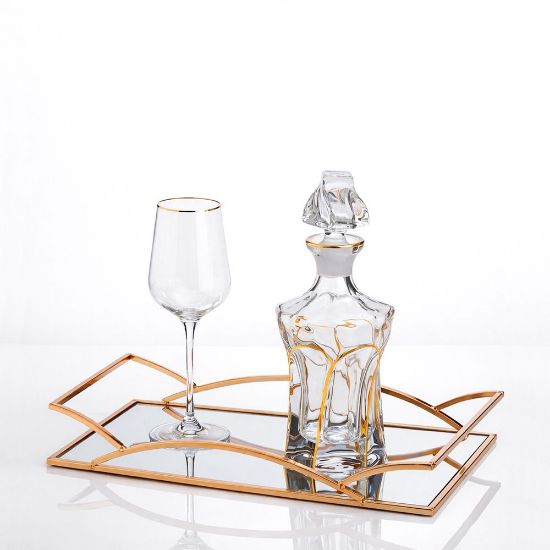 Πολυτελές σετ γάμου με χρυσό δίσκο καθρέπτη & Κρύσταλλα