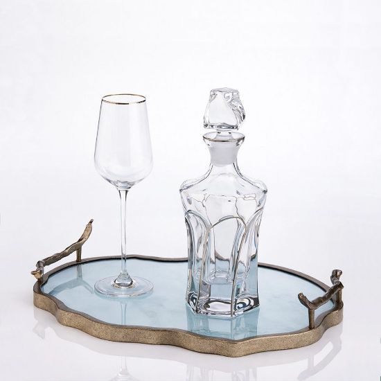 Χειροποίητο σετ κουμπάρου με μπρονζέ δίσκο & καράφα