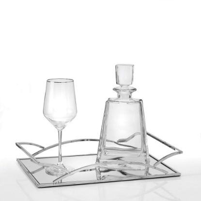 Μοντέρνο σετ γάμου ασημί με Inox δίσκο καθρέπτη & καράφα