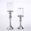 Σετ λαμπάδων γάμου με κρυστάλλινα κηροπήγια, σε ασημί χρώμα