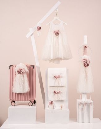 Βαπτιστικό πακέτο κορίτσι Piccolino Luna Ivory με Βαλίτσα Pink
