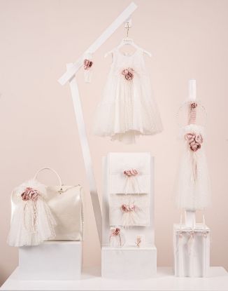 Ολοκληρωμένο σετ βάπτισης για κορίτσι της Piccolino σε Ivory απόχρωση με τσάντα