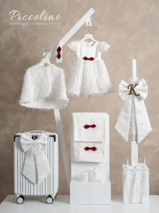 Picture of Πακέτο βάπτισης για κορίτσι Piccolino PKT-LUCIA-IVORY-RED-K26-VALITSA