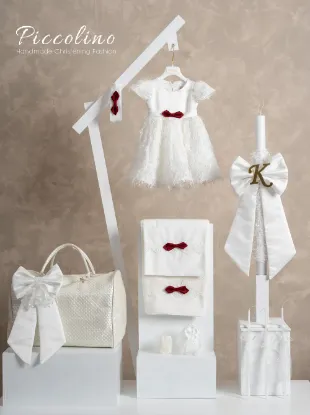 Picture of Πακέτο βάπτισης για κορίτσι Piccolino PKT-LUCIA-IVORY-RED-TSANTA